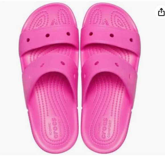NWT Crocs Unisex-Adult Classic 2 strap slide Sandal, pink, Men's 12, women's 14 - Picture 1 of 2